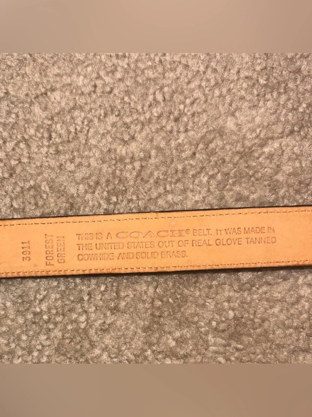 Coach Women’s Forest Green Leather Belt with Brass Buckle